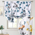 H.VERSAILTEX Double Sided Floral Pattern Printed Tie Up Curtains Thermal Insulated Blackout Short Curtain Bathroom Curtain Rod Pocket Panel, Reversible in Blue/Yellow, 42 inches W x 63 inches L by HVERSAILTEX