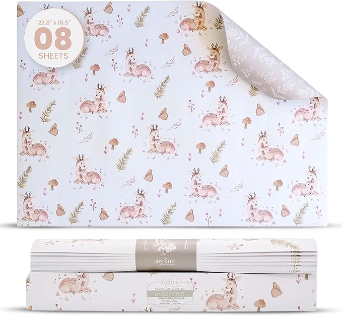 8X Non Scented Drawer Liners for Dresser - Double-Sided Pattern Non Adhesive Shelf Liner - Woodland Theme Lining Paper for Drawers for Baby Furniture - Cabinet Paper Drawer Liner is Ideal Winter Gift by avelinetwobrothers