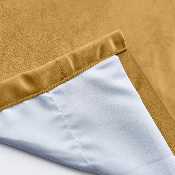 ChadMade Extra Wide Blackout Lined Premium Velvet Curtain Wheat 120Wx96L Inch (1 Panel), Eyelet Grommet for Livingroom Bedroom Theater Studio, Leon Collection - Image 5