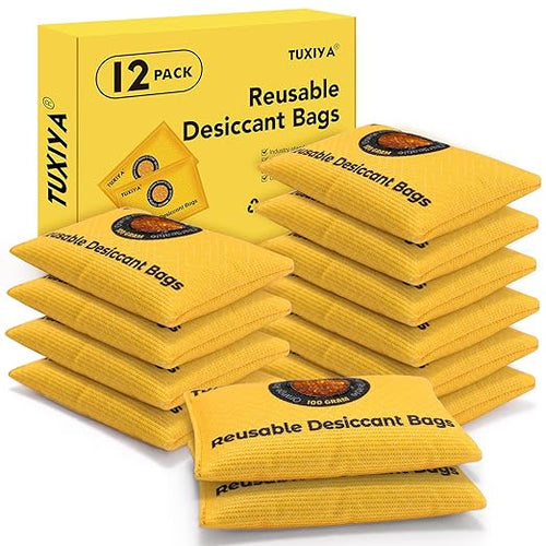 100g-12Pack Rechargeable Silica Gel Desiccant Packets, Color Indicating Desiccant Packs for Storage,Moisture Absorbers for Storage Bins, Suitcase,Gun Safe, 3D Filaments by Unknown