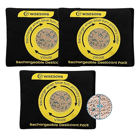 200g Reusable Molecular Sieve Desiccant Packs – Rechargeable Dehumidifier with Color Indicator for Storage, Gun Safes, Electronics, 3D Printing Filaments, Closets, Cars [3 Pack] by Wisesorb