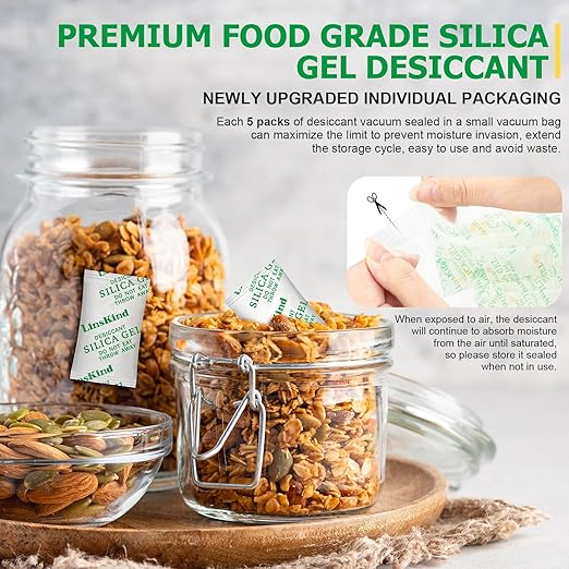 2 Gram [100 Packets] Food Grade Silica Gel Packets, Moisture Absorbers for Moisture Control - Protects Items from Moisture Damage - Image 2