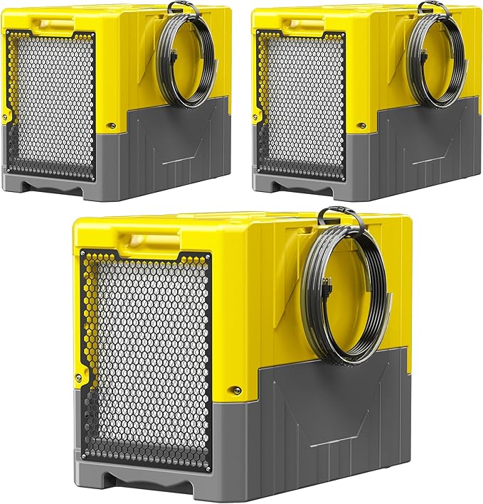190Pints Commercial Dehumidifier for Basements with Pump Drain Hose, LGR Dehumidifiers with Wheels, Crawl Space Dehumidifier for Basement, Warehouse and Garages Up to 6000Sq, Yellow-2026 Upgraded-3PC by BSMTEK