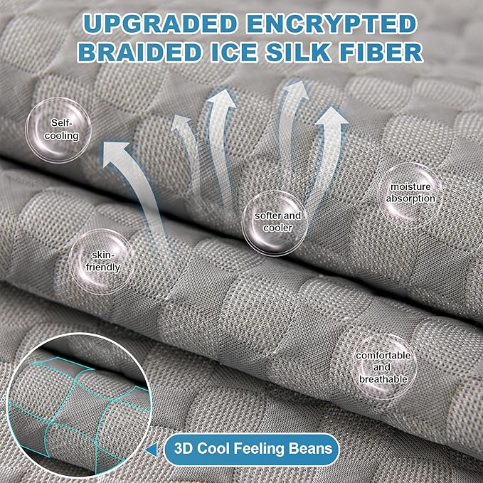 OTOB Cooling Dog Couch Cover Ice Silk Fiber, Washable & Non Slip Sofa Slipcovers Pet Mat, Soft Dog Bed Couch Cover Cooling Mat, Durable Pet Friendly Furniture Protectors, All Seasons (Gray, 36"*70") - Image 2