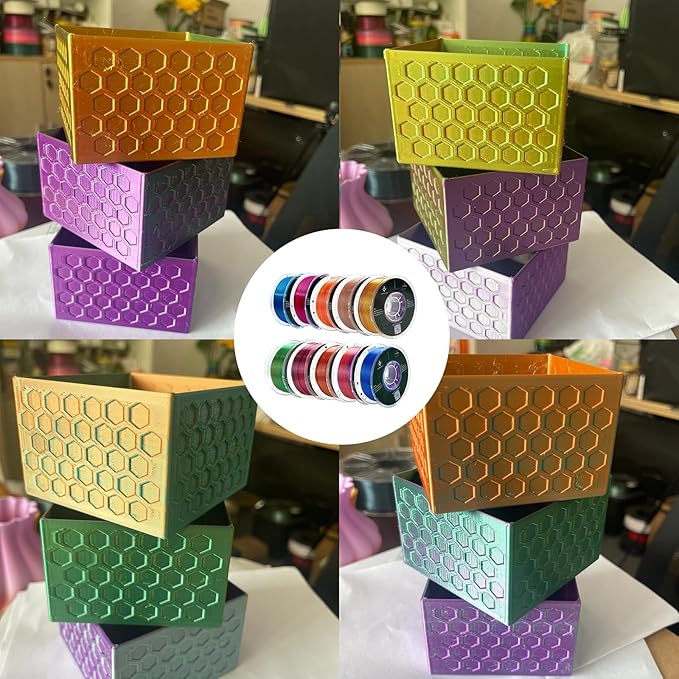 PLA 3D Printer Filament Bundle, Silk PLA Filament Dimensional Accuracy +/- 0.02 mm, 16 x 1 kg Spool(48lbs), 1.75 mm,Multiple tri-Colors. - Image 7