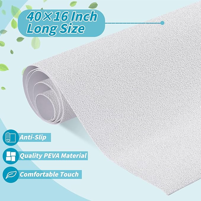 16" x 40" Non Slip Bathtub Mat with Drain Cut Out Anti Slipping Non Skid Safe Tub Mat Adhesive Peel and Stick Bath Tub Mat PEVA Tub Sticker for Shower Floor Boat Wet Areas(White) - Image 2