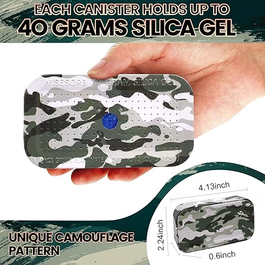 2 Packs Gun Safe Dehumidifier 40 Gram Reusable Indicating Silica Gel Desiccant Canister- Camouflage Rechargeable Humidity Moisture Absorbs for Car Closet Cabinet Storage Box - Image 3