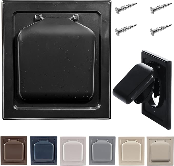 NO-PEST VENT, Exclusive Dual Door Dryer Vent Cover Outdoor 4 inch or Bathroom Fan, Made in USA w Highest UV Resistant Plastic in Any Outdoor Vent Cover (Onyx, 4 inch W/O Duct Tube) by No-PestVent