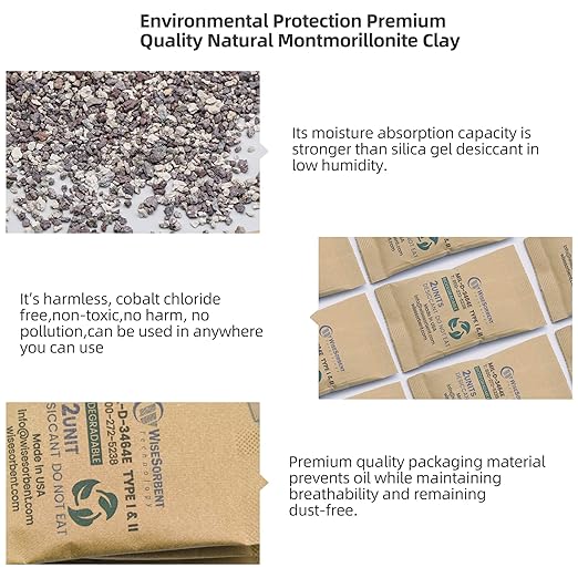 Kraft Clay Desiccants Packs for Safe, 66 Gram 80 Pack Dehumidifier for Gun Safe, Military Grade Moisture Absorbers, Conforms to MIL-D-3464E Type I & II Absorbents - Image 4