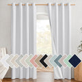 NICETOWN 100% Absolutely Blackout Linen Curtains with Thermal Insulated White Liner, White, 52 inches Wide, 84 inches Length Energy Saving Curtains for Living Room 2 Panels Set, Vertical Blinds by NICETOWN