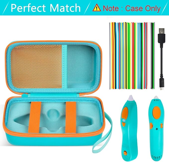 ANKHOH Organizer Case for 3Doodler Start+ Essentials 3D Pen for Kids, EVA Shell/Wrist Strap, Drop-Proof Water-Resistant, Stores for 3Doodler Pen Filament USB for Travel/Home/School (Box Only) Green - Image 3