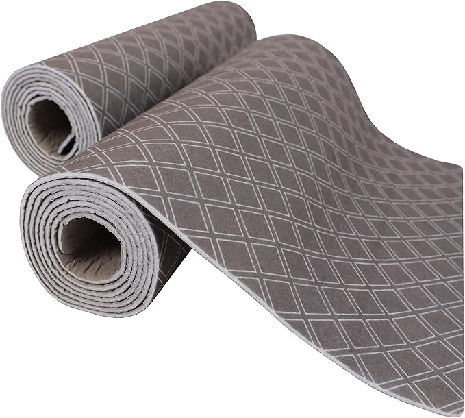 Drymate Premium Luxury Shelf & Drawer Liner, Thick Cushioned Fabric, Non-Adhesive, Absorbent, Waterproof, Slip-Resistant, Liners for Kitchen Cabinets, Cupboards (USA Made)(12”x59”)(2-Pack)(Taupe) by Drymate