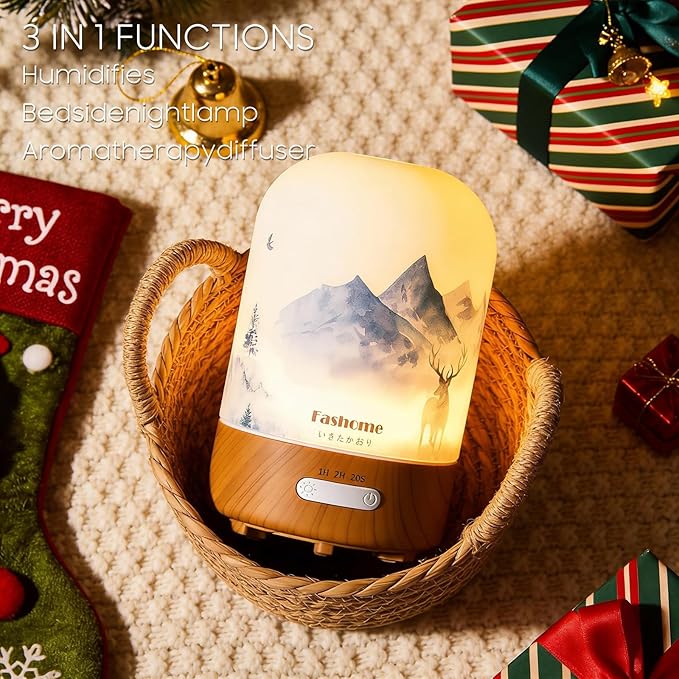 Essential Oil Diffuser Hand Blown Glass, 100ml Small Aromatherapy Diffuser, Auto Shut-Off Function, Ultrasonic Diffusers for Essential Oils, Cool Mist Humidifier with Warm White Lights (Lavender) - Image 7