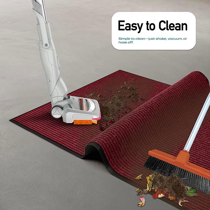 MaxMat® Extra Large Commercial Door Mat, Rubber Border Heavy Duty Door Mat, Waterproof, Low-Profile, Easy to Clean, Rubber Entry Mat. (Red, 3 x 10 Feet) - Image 5