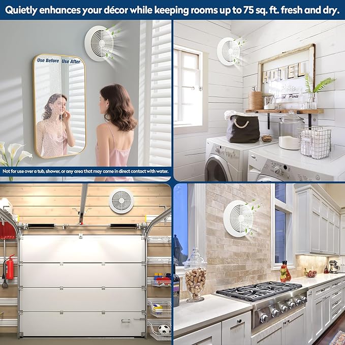 512M 6 Inch Through-the-Wall Exhaust Fan with White Grille, 80 CFM, 4.0 Sone, 16-Inch Retractable Duct, Household Ventilation Fan for Attic, Garage, Kitchen and Bathroom Exhaust Fan, Bathroom Vent Fan - Image 7