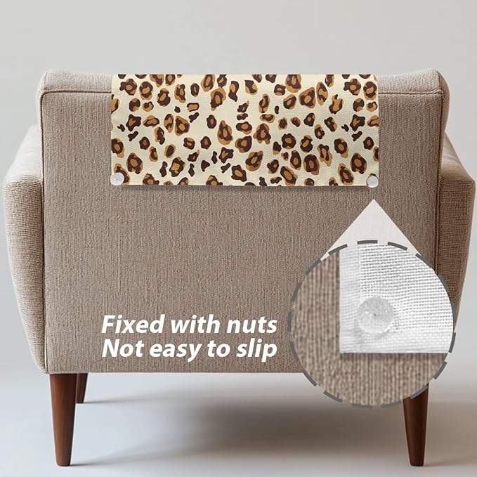 Leopard Couch Headrest Covers Non-Slip Sofa Slipcover with Pins Wear Resistant Furniture Headrest Protector for Recliner for Kids Pets Family Home Decor - Image 5