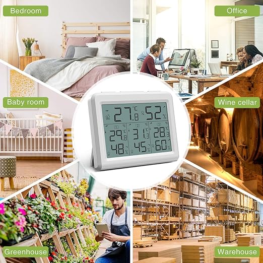 KeeKit Indoor Outdoor Thermometer, Digital Hygrometer Meter Gauge with 3 Wireless Sensors, Temperature Humidity Monitor with LCD Backlight, Min/Max Record for Home, Office, Restaurants, Bars, Café - Image 7