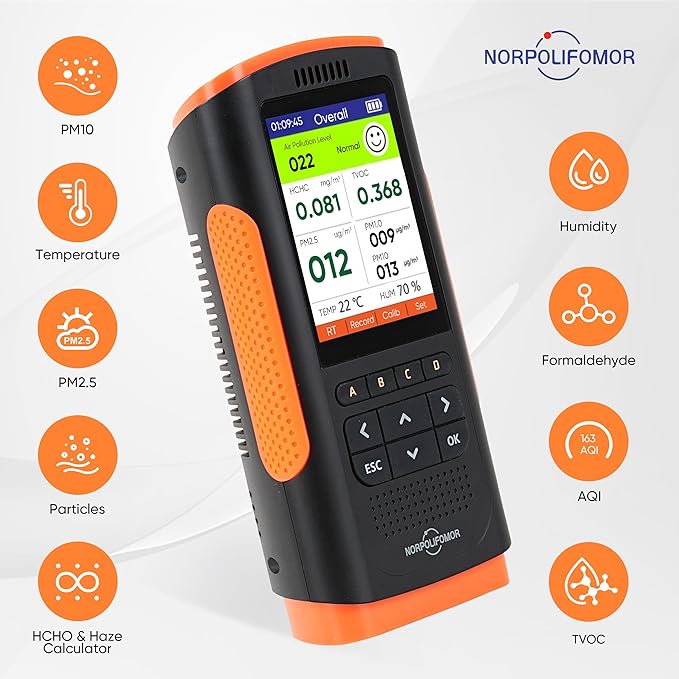 Indoor Air Quality Monitor,AQI Meter for PM2.5 VOC,Air Quality Tester for Formaldehyde,Air Quality Detector Meters for Home,School,Office - Image 2