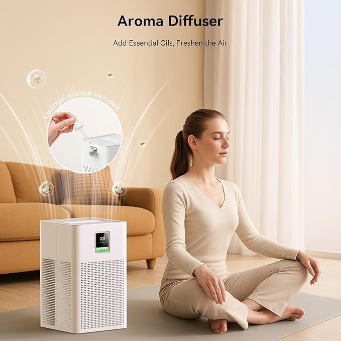 Air purifier for Home Bedroom Up to 1937ft², HEPA 13 Air Filter with Washable Coarse Filter for Pets Pollen Odor, Eco/Auto/Sleep Mode Air Purifier with Essential Oil Diffuser - Image 5