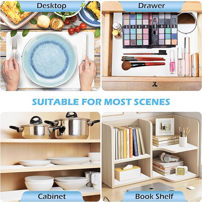 Drawer Liners, Waterproof Shelf Liner, Anti-Slip Non-Adhesive BPA Free Kitchen Cupboard Cabinet Liner Refridge Fridge Mats Sink Protector Strong Durable for Home (White/23.6in x 20Ft) - Image 5