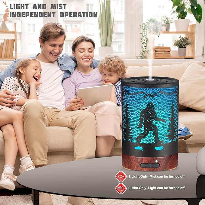 Essential Oils Diffuser,Christmas Aromatherapy Diffuser,Birthday Gifts for Women Mom Grandma,Metal Cool Mist Humidifier with 7 Colors Lights Waterless Auto Off Air Diffusers (Bigfoot) - Image 5