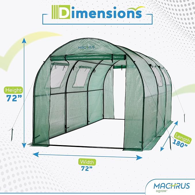 Ogrow® Deluxe Walk-in Tunnel Greenhouse with Cover - Green - Image 2
