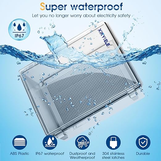 Waterproof Outdoor Project ABS Plastic Junction Box IP67 Weatherproof Dustproof Enclosure with Hinged Cover, Mounting Plate,Wall Brackets for Power Project (Clear.15.7"x11.8"x7.1") - Image 2