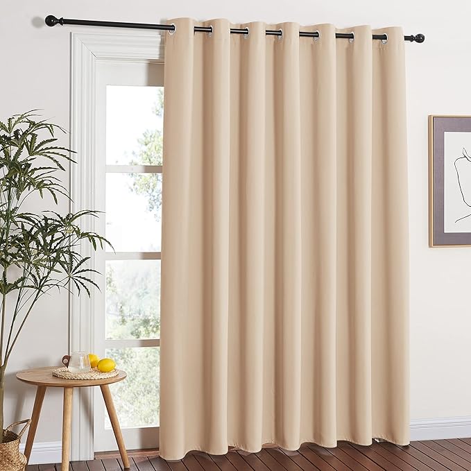 NICETOWN Extra Wide Patio Door Curtain - Energy Smart & Noise Reducing Grommet Thermal Insulated Wide Width Drapes, Sliding Door Curtain for Guestroom(Biscotti Beige, W100 x L84) by NICETOWN