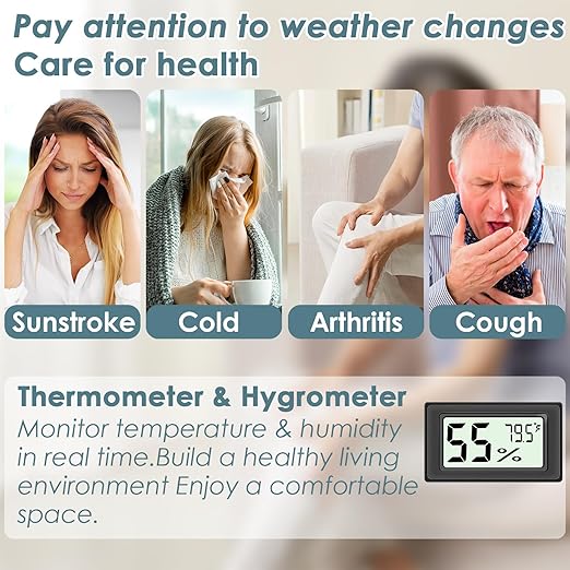 12-Pack Mini Hygrometer Indoor Humidity Meter, Highly Accurate Digital Thermometer Humidity Gauge Meter, Indoor Thermometer Hygrometer Monitor Fahrenheit (℉) for Humidors - Image 6