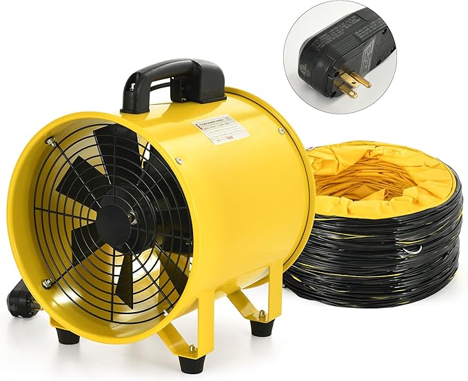 YITAHOME Two Speed Exhaust Fan 12 Inch, Utility Blower Extractor Fan with GFCI Plug Automatic Power-off Protection, Portable Ventilation Fans with 16FT Ventilator Duct Hose by YITAHOME