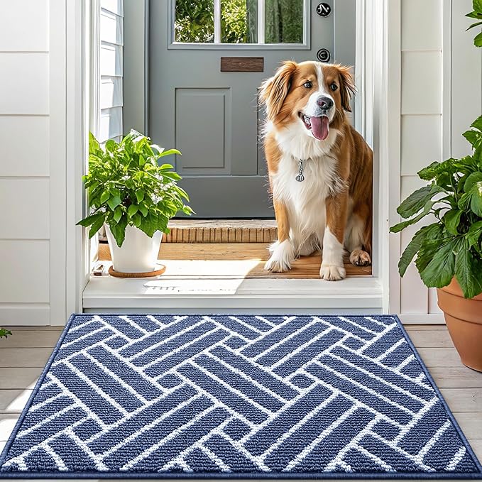 OLANLY Indoor Door Mat, 36x24 Inch, Dirt Resistant and Absorbent, Non-Slip Rubber Backing Floor Mats, Easy Clean Low-Profile Doormat for Entryway, Front Door, and Inside Entrance, Navy - Image 6
