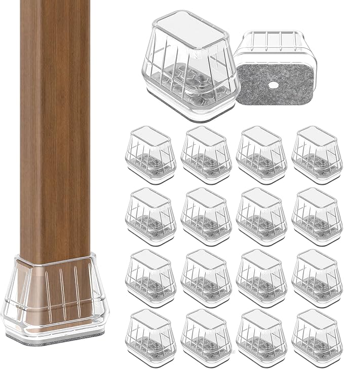 24PCS Rectangular Chair Leg Floor Protectors for Hardwood Floors, Thicken Rubber Chair Leg Cap Covers, Non Slip Furniture Leg Pads to Protect Wood Tile Floors from Scratches and Reduce Noise by Violibar