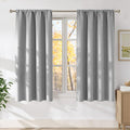 NICETOWN Light Grey Faux Linen Room Darkening Rod Pocket Curtains 63 inch Length, W42 x L63, Light Blocking Thermal Insulated Noise Reducing Drapes for Bedroom Living Room Farmhouse Decor, 2 Panels by NICETOWN