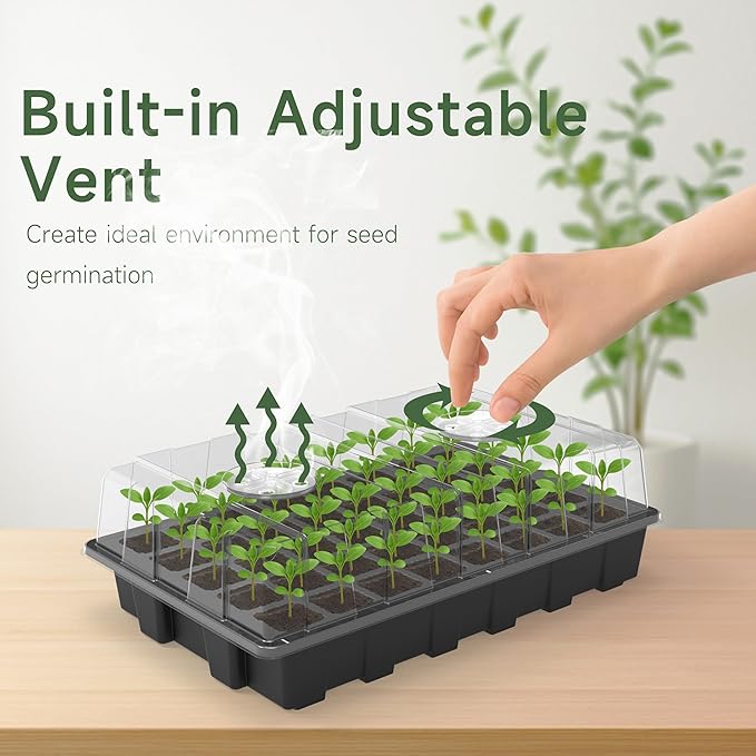 Gardzen 10-Set Garden Propagator Set, Seed Tray Kits with 400-Cell, Seed Starter Tray with Dome and Base 15" x 9" (40-Cell Per Tray) - Image 5
