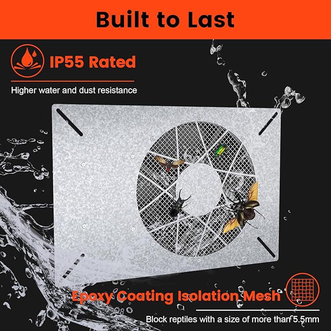 Abestorm 720CFM High Air Flow Crawlspace Ventilation Fan, IP55 Rated 10" Vent Fan with Humidistat Freeze Protection Thermostat for Crawl Space, Basement, Garage, Attic with Isolation Mesh - Image 2