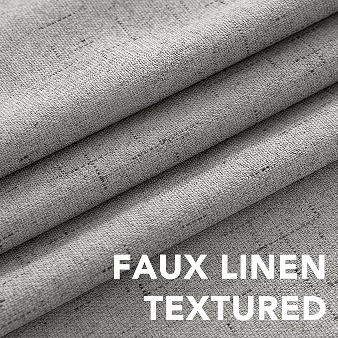 H.VERSAILTEX Linen Curtains 100% Blackout Curtains for Bedroom 90 inch Long Full Light Blocking Nature Linen Blended Window Curtains for Living Room Nickel Grommet (2 Panels, Dove Gray) - Image 4