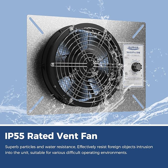 ALORAIR 540 CFM IP-55 Grade Crawlspace Ventilation Fans with Humidistat & Thermostat, 8.7 inches Basement Vent Fans with Isolation Mesh, Ventilator Fan for Crawl Space Basement Attic Garage, Exhaust - Image 3