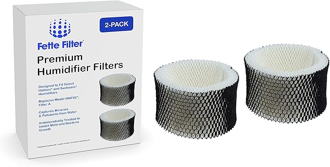 Fette Filter -2 Humidifier Filters Compatible with Holmes & Sunbeam Humidifier Filter A, HWF62 HWF62CS HWF62D (Pack of 2) by Fette+Filter