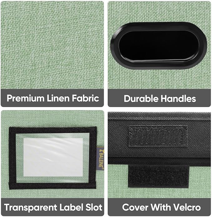 BALEINE File Organizer Box with Lid, Collapsible File Folder Organizer with Plastic Slide, Hanging File Folder Box for Office Document Storage (1 Pack, Green) - Image 7