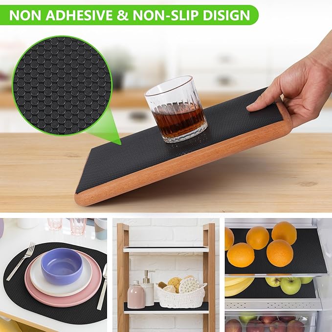 Black Shelf Liners for Kitchen Cabinets Non Adhesive Drawer Liner for Bathroom Waterproof Refrigerator Liners for Shelves Fridge Plastic Mats Cabinet Cupboard Liner 23.6 x 236.2 Inches - Image 7