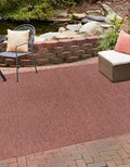Unique Loom Collection Casual Transitional Solid Heathered Indoor/Outdoor Flatweave Area Rug (10' 8" Square, Rust Red/Beige) by UniqueLoom