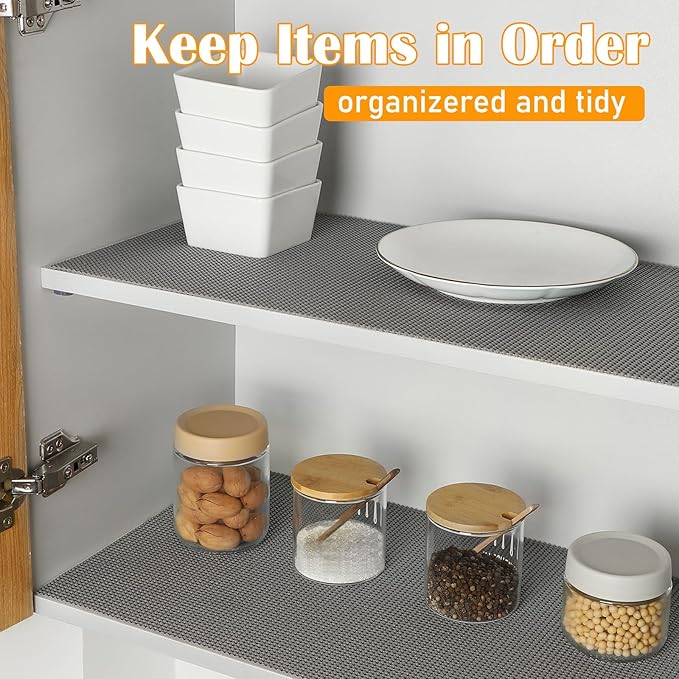 Songrey Non-Adhesive Drawer and Shelf Liner, Non Slip Cabinet Liners, Protect Kitchen Cupboard, Bathroom Drawers, Breathable, Thick Strong Grip mat (23.6IN x 20FT, Cream) - Image 4