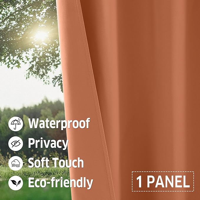 RYB HOME Outdoor Curtains for Patio Waterproof Tab Top Block Sunlight Thermal Insulated Privacy Assured Thick Outside Curtains for Deck, Balcony, Pool, W52 x L72, Mecca Red, 1 Panel - Image 4