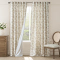 jinchan Lined Linen Floral Curtains for Living Room, 96 Inch Length Printed Flower Farmhouse Patterned French Country Back Tab Taupe Window Drapes Set Privacy Bedroom Curtains, 2 Panels by JINCHAN