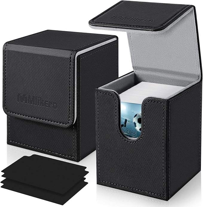 Mlikero 2 Pack Card Deck Box, Commander Deck Box Holds 200+ Single Sleeved Cards with 2 Dividers, Leather Magnetic Card Box Fit for MTG, TCG by Mlikero