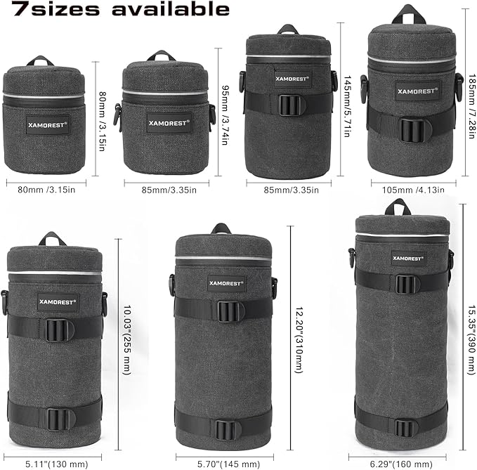 Camera Lens Case Lens Bag Compatible (4.13" x 7.28"(Canvas, Black)) - Image 8