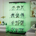 Yoluckea 4 Shelves Glass Display Cabinet with LED Light and 2 Doors,Floor Standing Clear Glass Curio Collection Display Cabinet for Living Room Bedroom 64.7” x 31.7” x 14.3” Black by Yoluckea