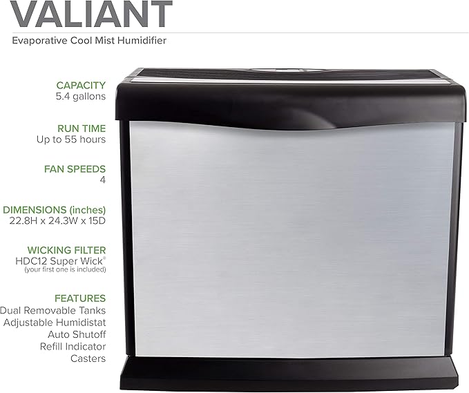 AIRCARE Valiant Digital Whole-House Console-Style Evaporative Humidifier (Brushed Nickel) - Image 2