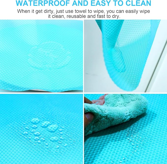 8 Pcs Refrigerator Liners, Fridge Liner and Mats Washable, Refrigerator Shelf Liners for Glass Shelves, Protects Against Spills Waterproof Table Placemats Cupboard Cabinet Drawer Covers Pads, PSISO - Image 4