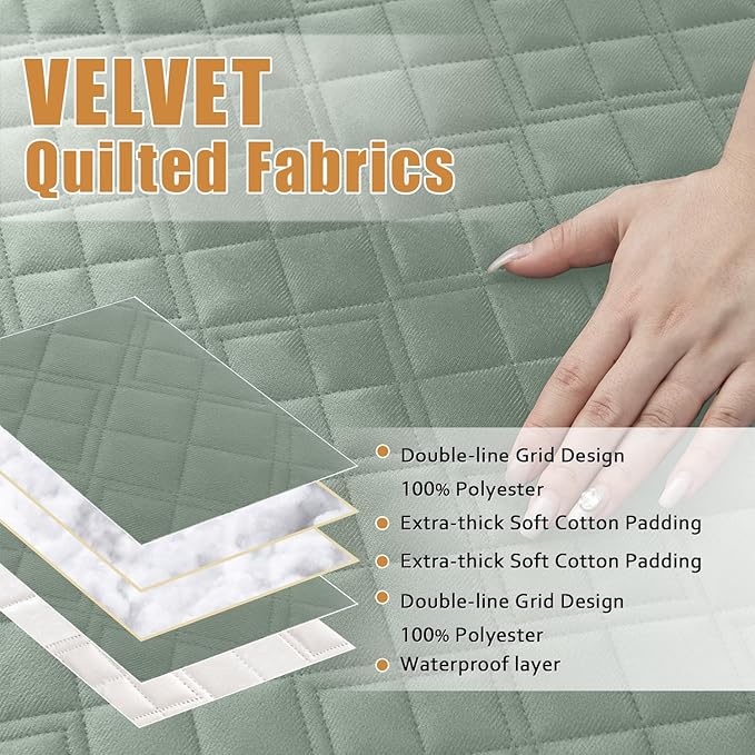 Arfntevss Waterproof Sectional Couch Covers L Shape Washable Velvet Sofa Cover for Sectional Non Slip Large Corner Slipcovers Dog 6 Pcs Universal U Shaped Furniture Protector (Sage Green, X-Large) - Image 3